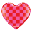 18" Heart Red & Pink Checker - Prima