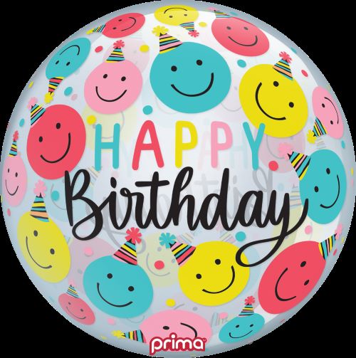 1 Sphère TM 20" Happy Birthday Smiley Party Hats - Prima