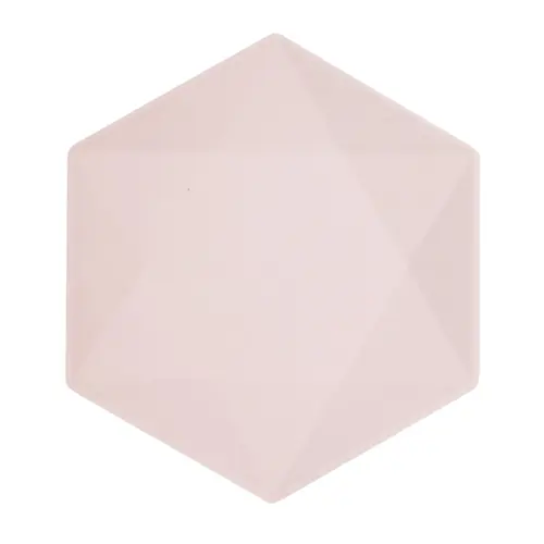 Lot de 6 Assiettes Hexagonales Décor Rose 26cm