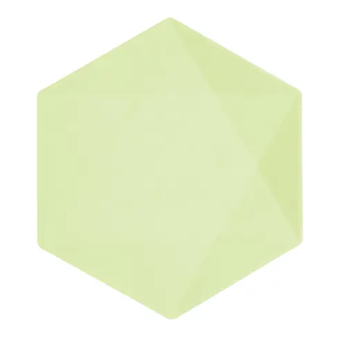 Lot de 6 Assiettes Hexagonales Décor Vert 26cm