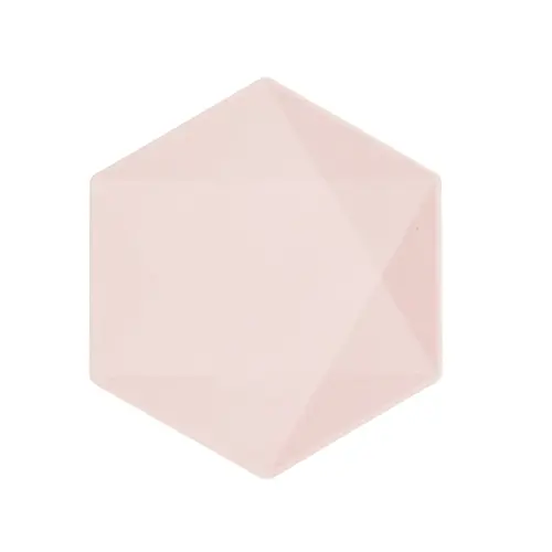 Lot de 6 Assiettes Hexagonales Décor Rose 20cm