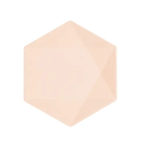 Lot de 6 Assiettes Hexagonales Décor Abricot 20cm