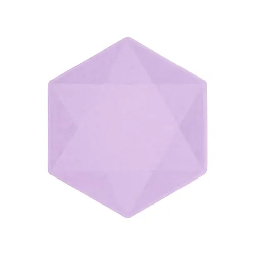 Lot de 6 Assiettes Hexagonales Décor Violet 20cm