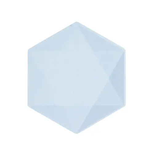Lot de 6 Assiettes Hexagonales Décor Bleu 20cm