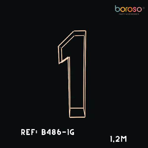 Cadre Chiffre Un (1) En Métal Dorée 1,5M – Borosino - FDS