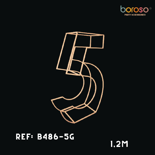 Cadre Chiffre Cinq (5) En Métal Dorée 1,5M – Borosino - FDS