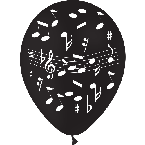 8 Ballons 12" Hg95 Musique Noir - FDS