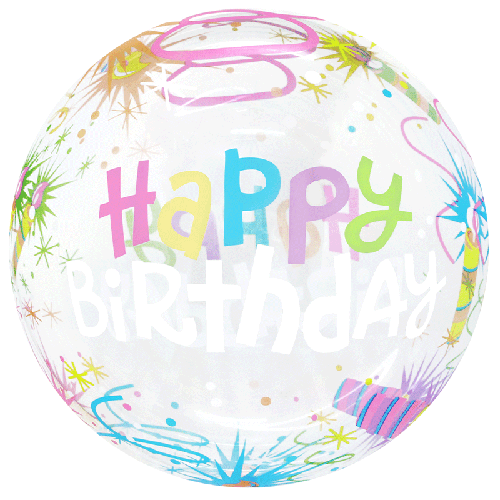 Printed Bubble 20" Happy Bday Fireworks - FDS