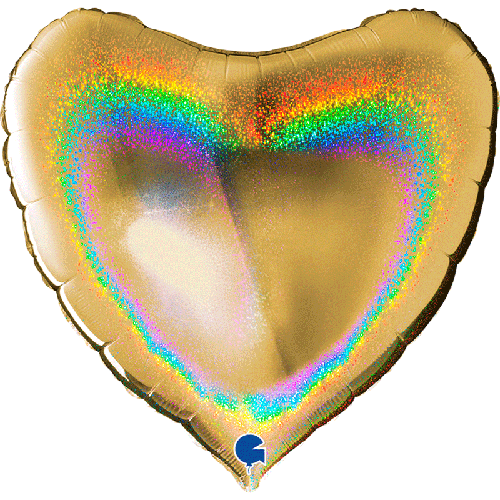 Coeur Glitter Holographic Gold 36" Vrac - Grabo