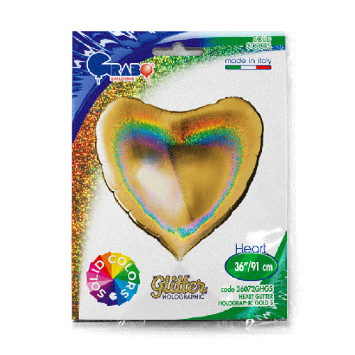 Coeur Glitter Holographic Gold 36" - Grabo