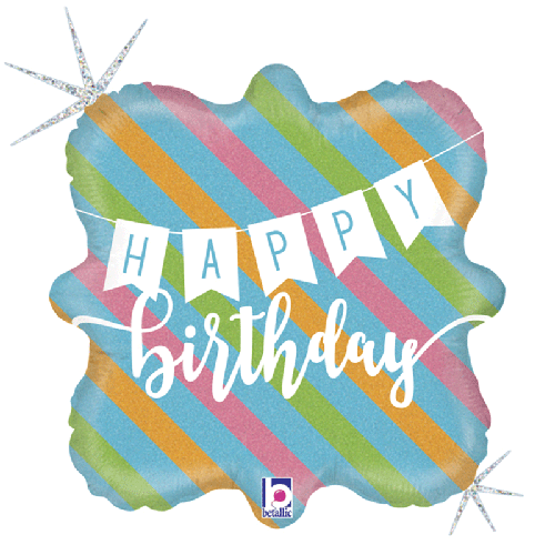 Birthday Banner And Stripes 18" - Grabo - FDS