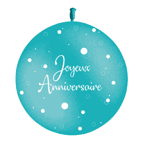 1 Bal 3′ ( 90cm ) Anniversaire Pois P43 Imp Bleu Air