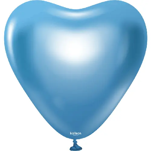 12"  Heart Mirror Blue Latex 25ct - Kalisan FDS