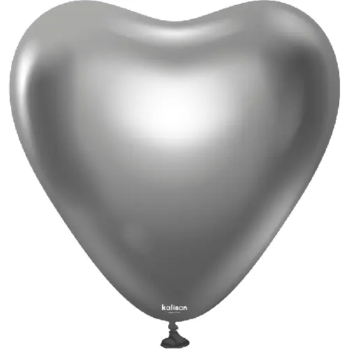 12"  Heart Mirror Space Gray Latex 25ct FDS - Kalisan
