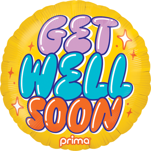 Poche de 6 Alu 9" Get Well Soon Bubble Letters