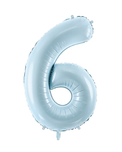 1 Alu Chiffre "6" Bleu ciel 28" ( 72cm )