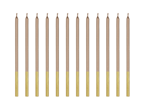 Lot De 12 Bougies Rose gold de 14cm