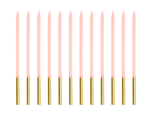 Lot De 12 Bougies Rose de 14cm 