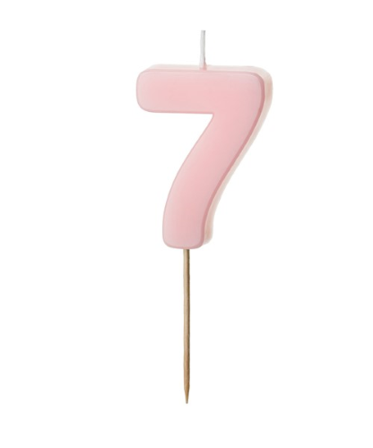 1 Bougie Rose numéro " 7 " de 5.5 cm