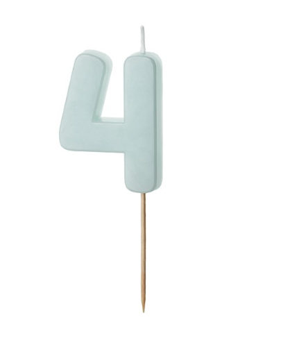 1 Bougie Bleu numéro " 4 " de 5.5 cm 