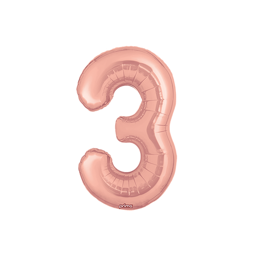 [PF-RGD3-16] Poche de 2 Alu 16" Chiffre 3 Rose Gold - Prima