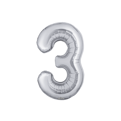 [PF-SLV3-16] Poche de 2 Alu 16" Chiffre 3 Silver - Prima