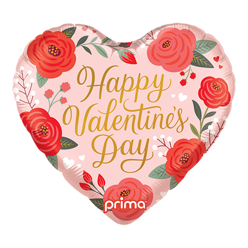 [PF-0072-18] 18" Heart Happy Valentine's Day Trendy Roses - Prima