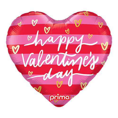 [PF-0079-18] 18" Heart Valentine Pink & Red Stripes - Prima