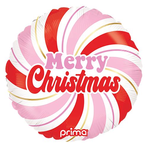[PF-0011-18] 18" Rond Merry Christmas Pink & Red Swirl - Prima