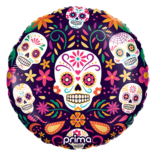 [PF-0051-18] 18" Rond Sugar Skulls - Prima