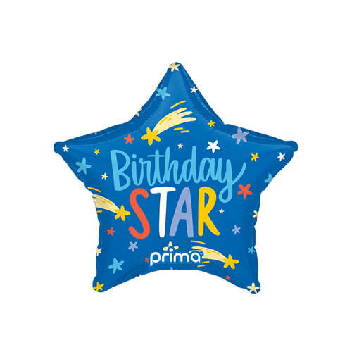 [PF-BDST-9] 6 Alu Balloons 9" Birthday Star - Prima