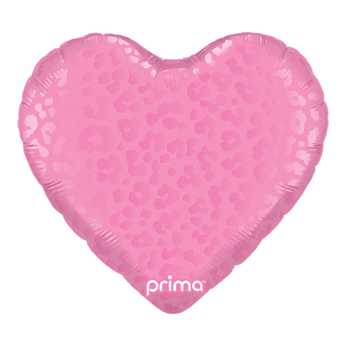 [PD-0078-18] 18" Heart Dark Pink Matte & Shiny Leopard Print - Prima