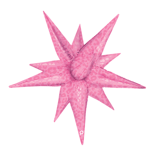 [PD-0090-40] 40" Dark Pink Matte & Shiny Leopard Print Starburst - Prima
