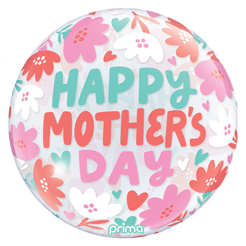 [PS-0168-20] 1 Sphère 20" Happy Mother's day heart and daisies - Prima