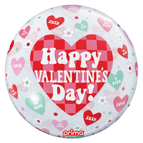 [PS-0106-20] 1 Sphère 20" Happy Valentine's day checker heart - Prima