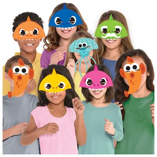 [9908482] Lot De 8 Masques En Papier Baby Shark 