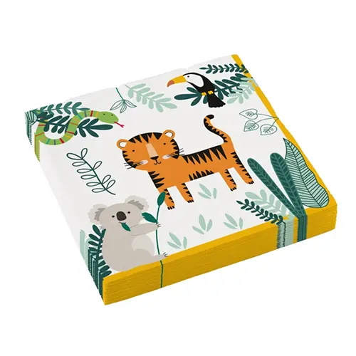 [9909348] Lot De 16 Serviettes 33X33Cm Jungle 