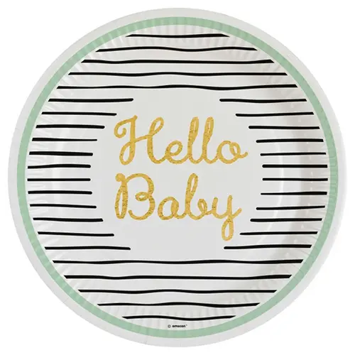 [9913150] Lot De 8 Assiettes 23Cm Hello Baby - Amscan