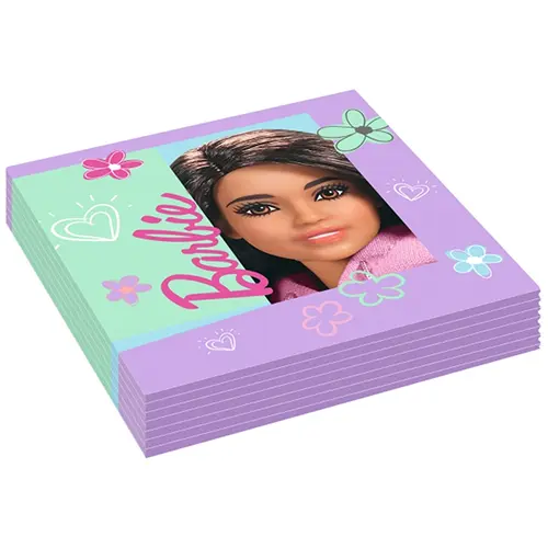 [9915483] Lot De 16 Serviettes 33X33Cm Barbie 