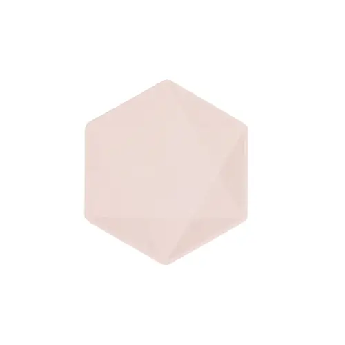[9918243] Lot de 6 Assiettes Hexagonales Décor Rose 15cm
