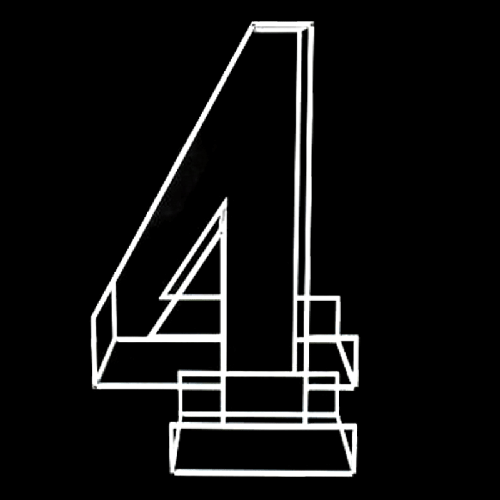 [B486-4W] Cadre Chiffre Quatre (4) En Métal Blanc 1,2M – Borosino