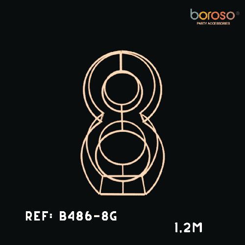 [B486-8G] Cadre Chiffre Huit (8) En Métal Dorée 1,5M – Borosino - FDS