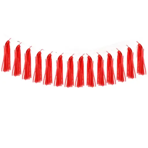 [B502-R] Banner Pompoms Red - Borosino