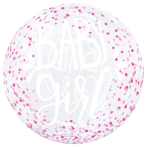 [BBQ010-41] Printed Baby Girl Confetti Rose Bubble 20" - FDS
