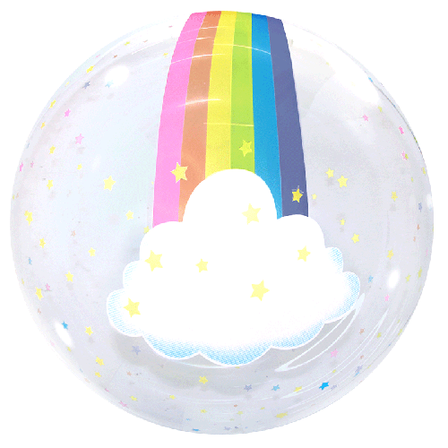 [BBQ010-43] Printed Rainbow and Stars Bubble 20"