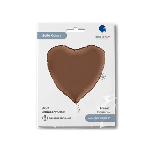[G180000SCT-P] Coeur Satin Chocolat 18" - Grabo