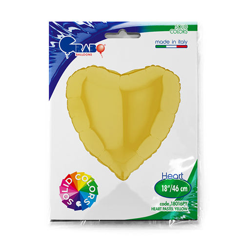 [G18016PY-P] Coeur Pastel Jaune 18"  - Grabo