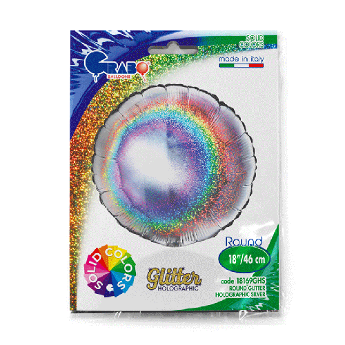 [G18169GHS-P] Rond Glitter Holographique Silver 18" - Grabo