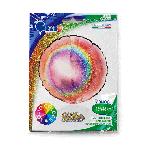 [G18183GHRG-P] Rond Glitter Holographique Rose Gold 18" - Grabo