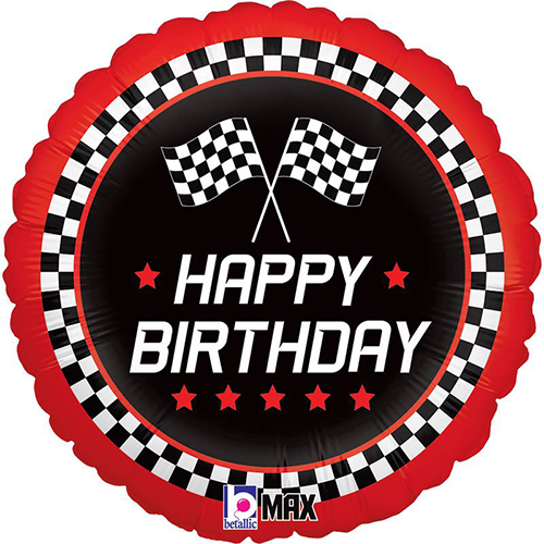 [G26121P-P] Checkered Flag Birthday 18" - Grabo